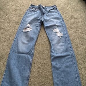 Levi's Light Blue Distressed Straight Leg Jeans